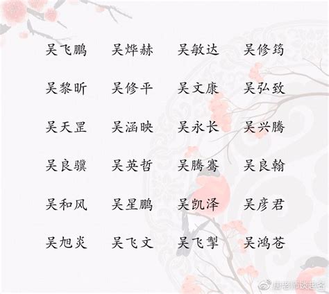 姓吳好聽的名字|吴姓听过最顺口的名字